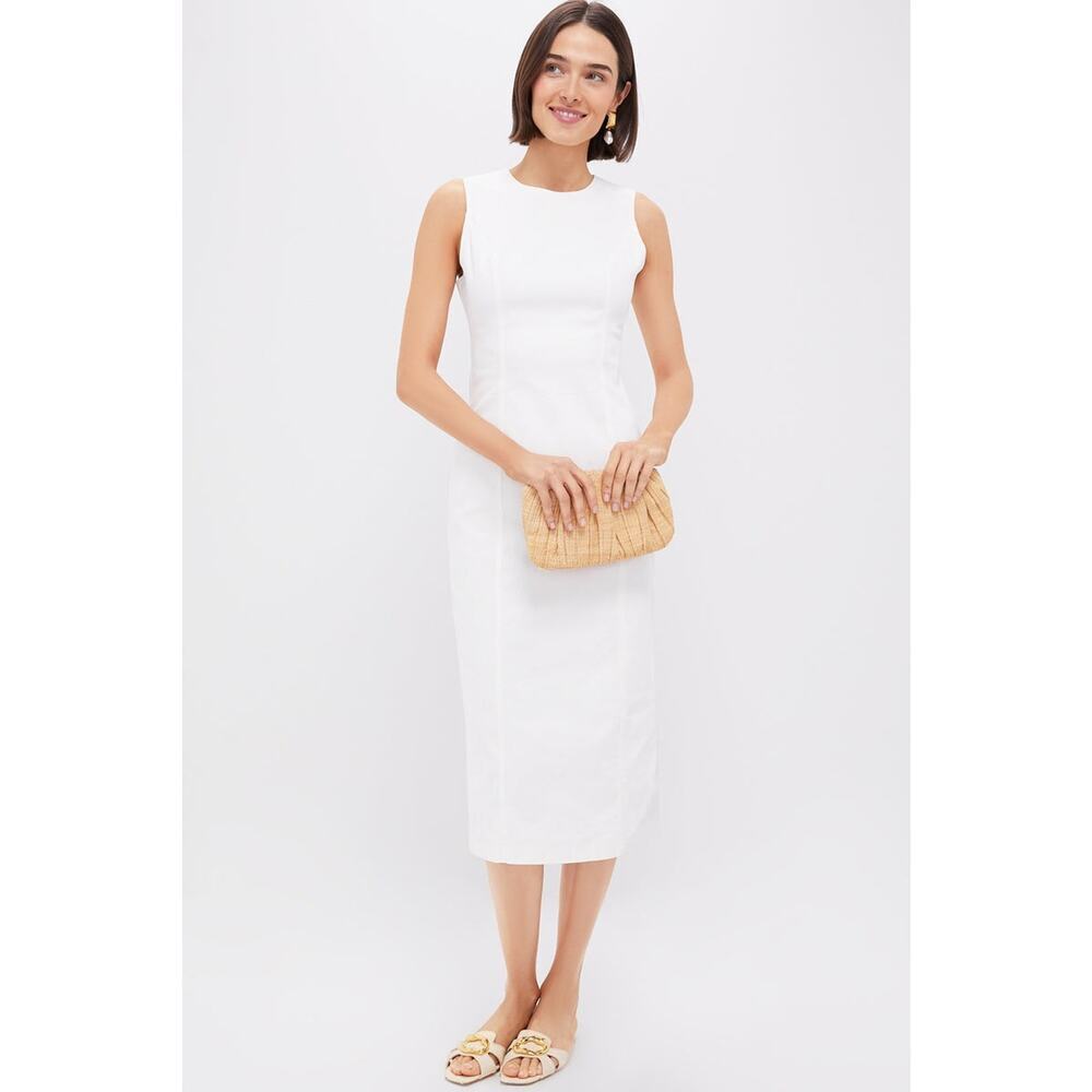 HYACINTH HOUSE White Stretch Denim Aime Midi Dress Size S NWT